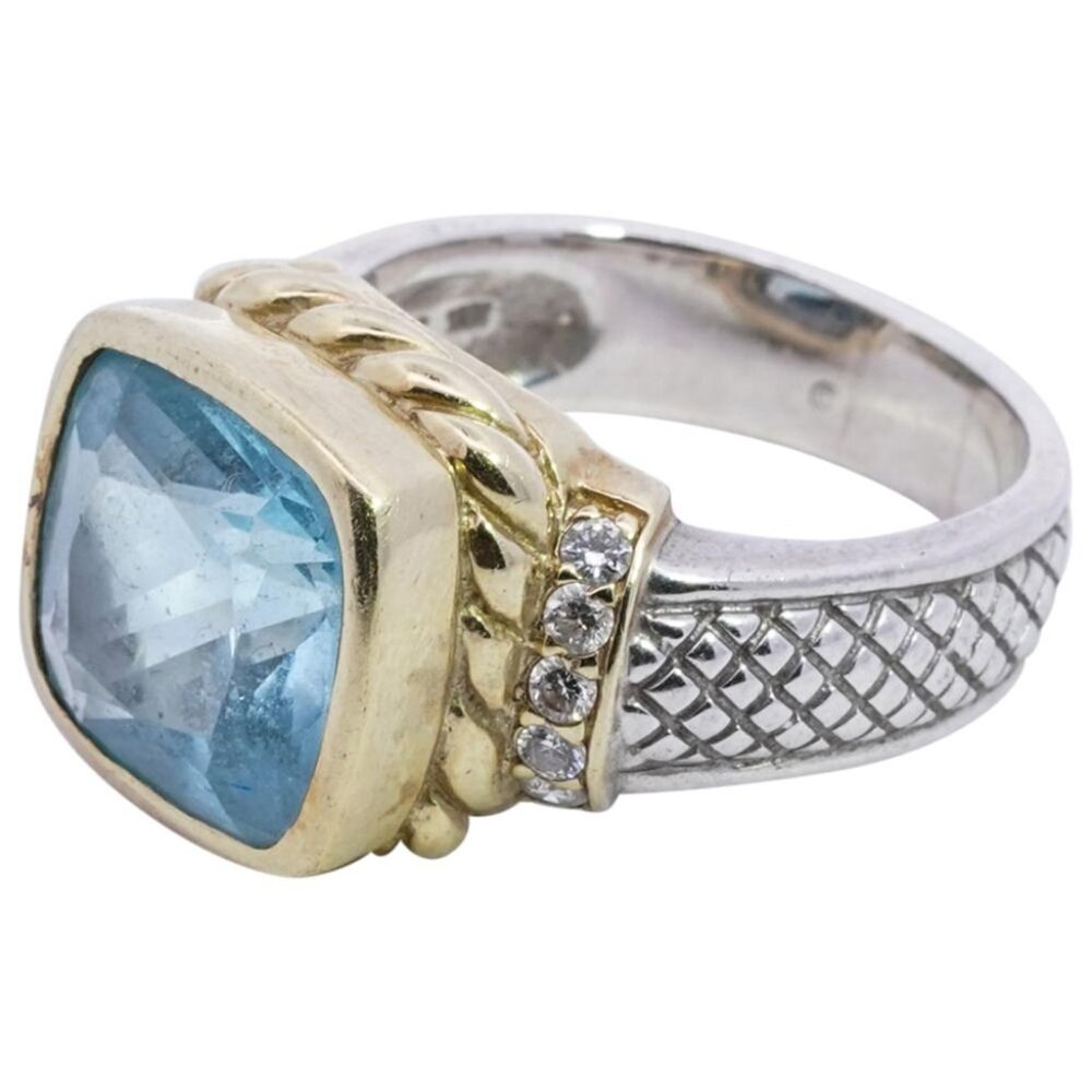 Judith Ripka 18k Gold, Sterling and Topaz Ring